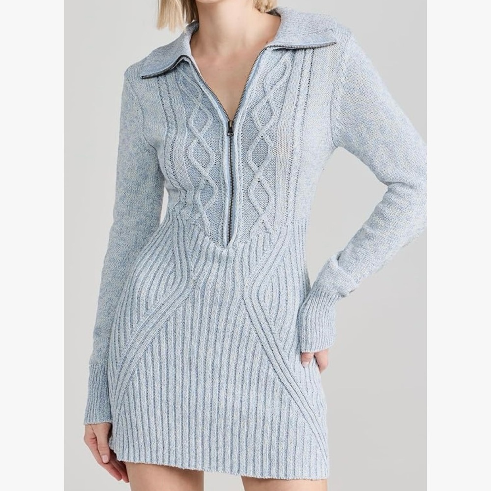 free people mont blanc mini dress in vintage blue combo NWT